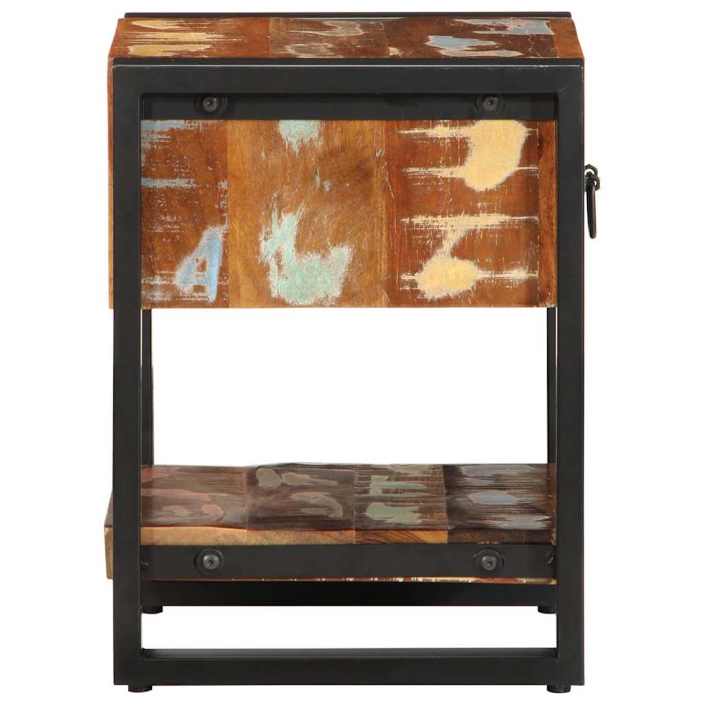 Mesa de cabeceira multicor 35x34x45cm madeira maciça recuperada