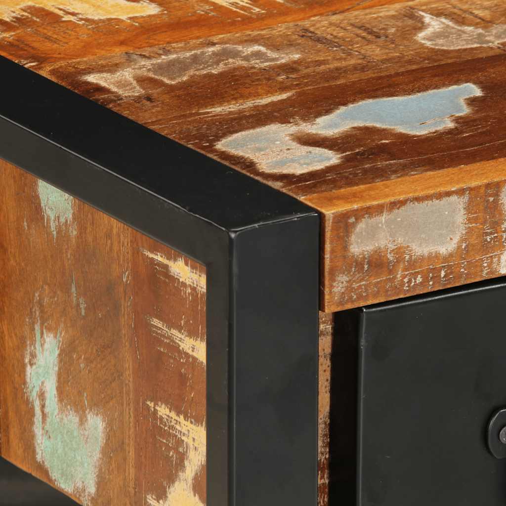 Mesa de cabeceira multicor 35x34x45cm madeira maciça recuperada