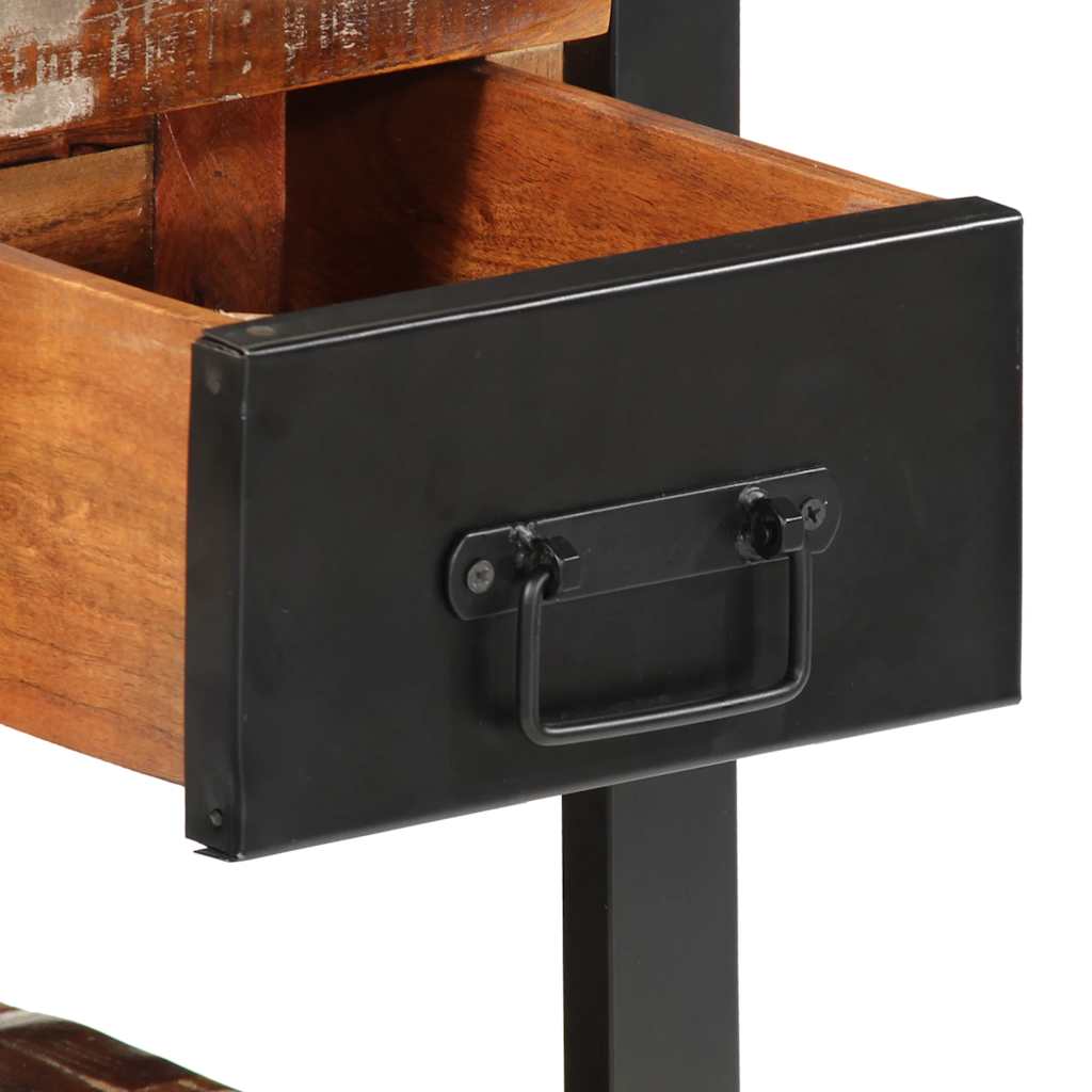 Mesa de cabeceira multicor 35x34x45cm madeira maciça recuperada