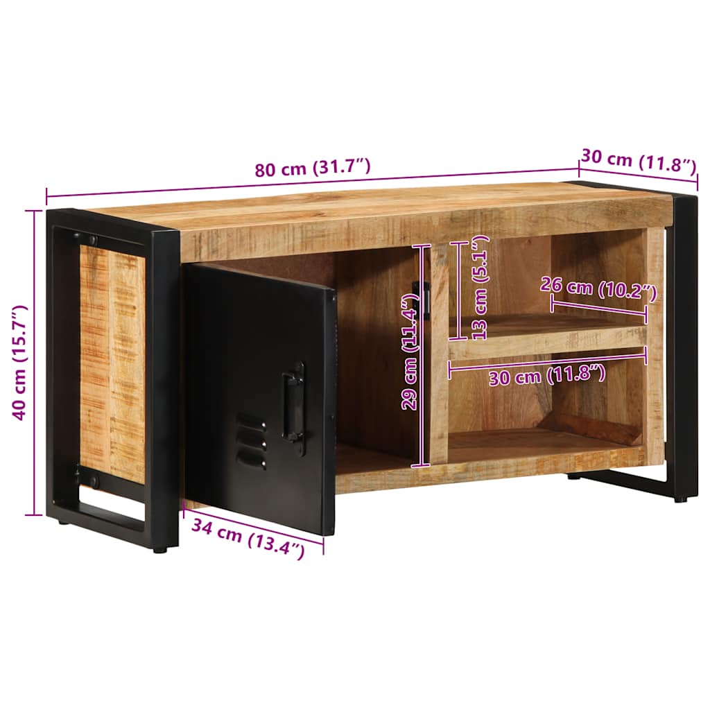 Móvel de TV 80x30x40 cm madeira mangueira áspera maciça