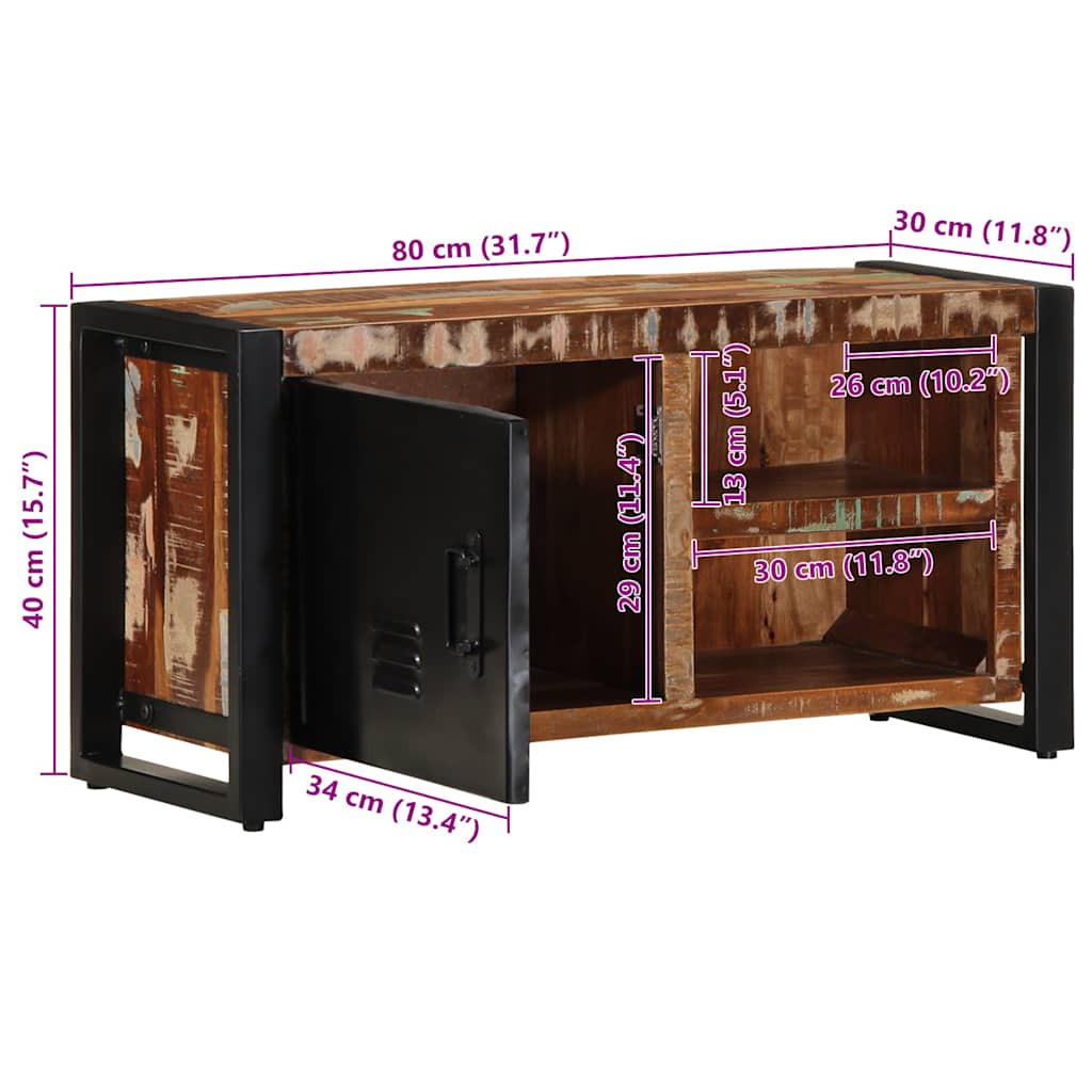 Móvel de TV 80x30x40 cm madeira recuperada maciça