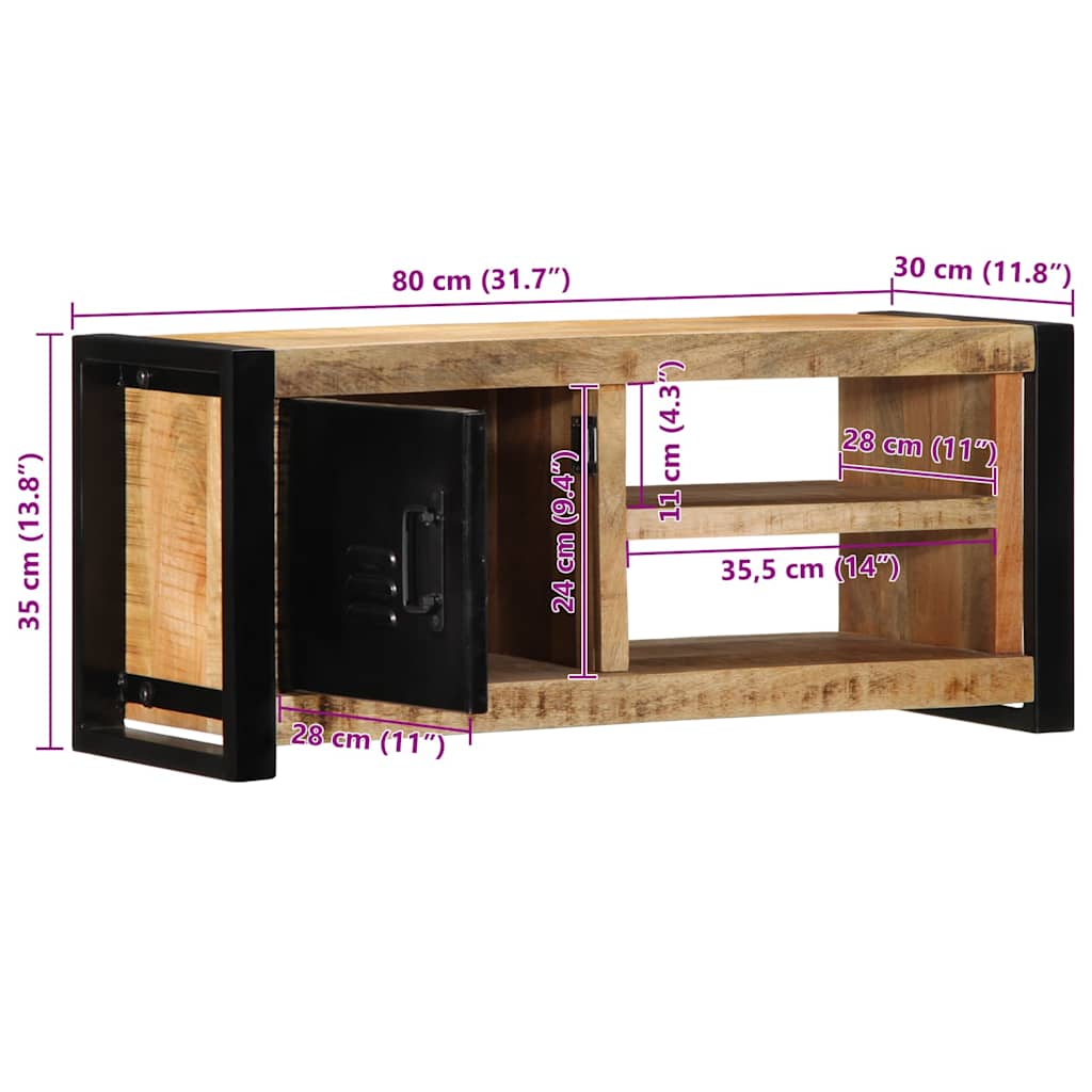 Móvel de TV 80x30x35 cm madeira mangueira áspera maciça