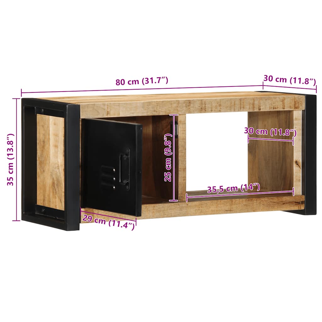 Móvel de TV 80x30x35 cm madeira mangueira áspera maciça