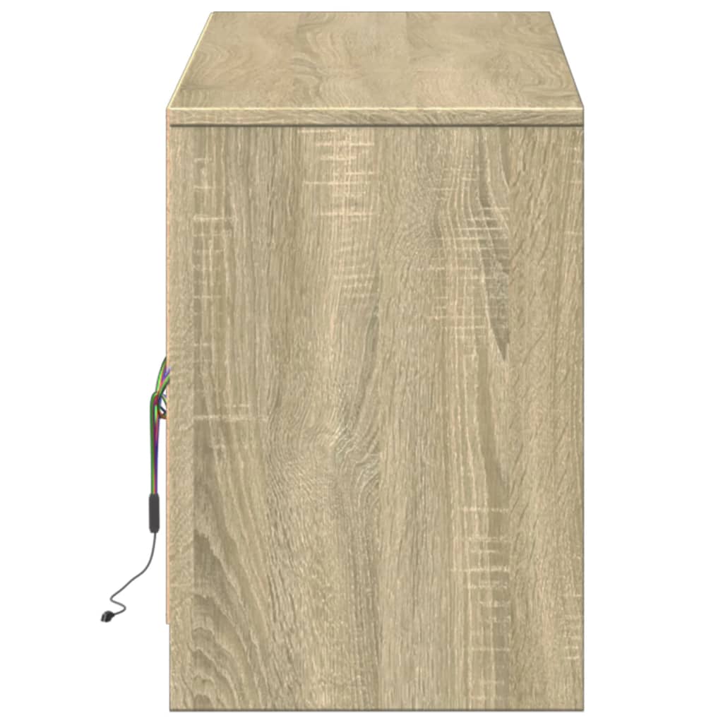 Móvel de TV com luzes LED derivados de madeira carvalho sonoma