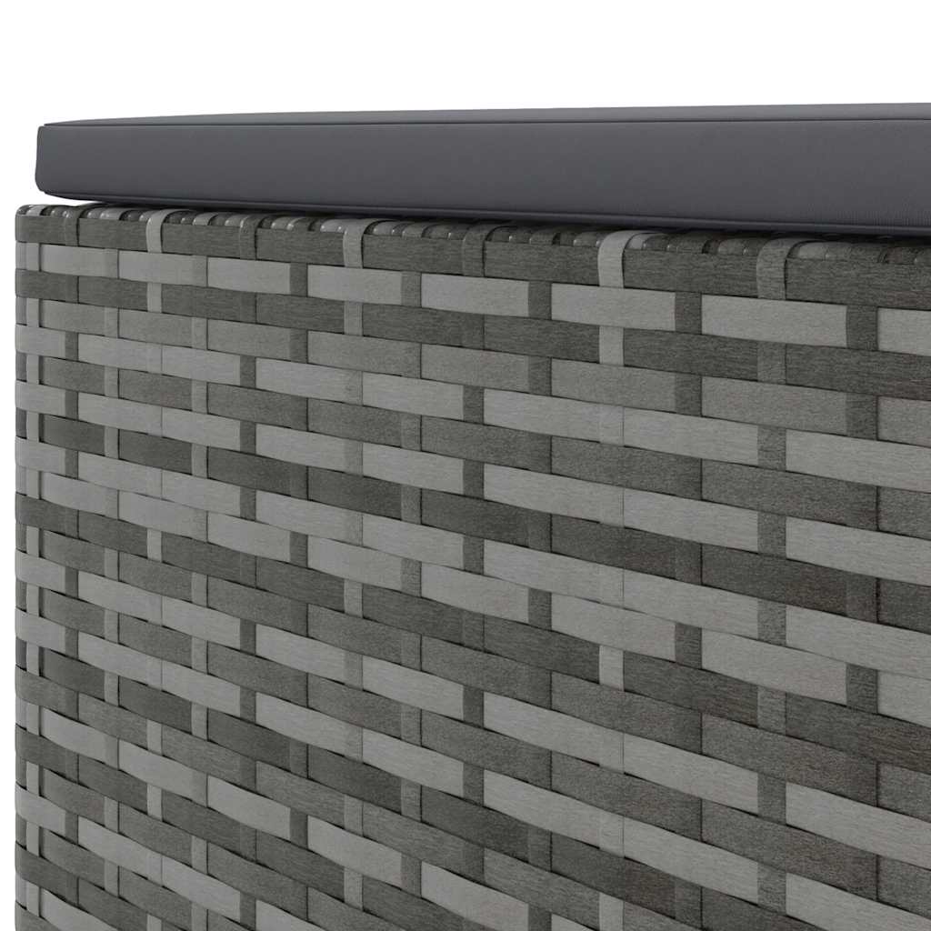 7 pcs conjunto lounge de jardim c/ almofadões vime PE cinzento