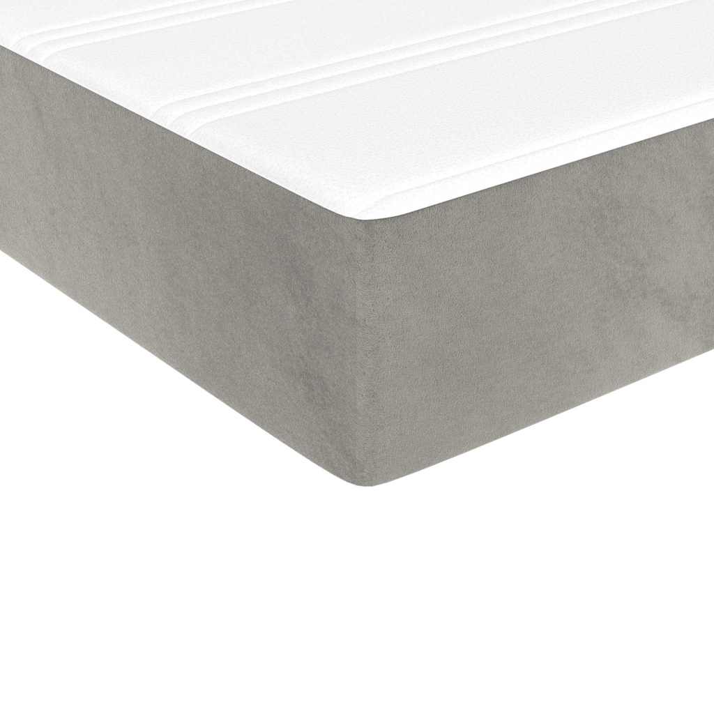 Colchão de molas ensacadas 100x210x20 cm veludo cinza-claro
