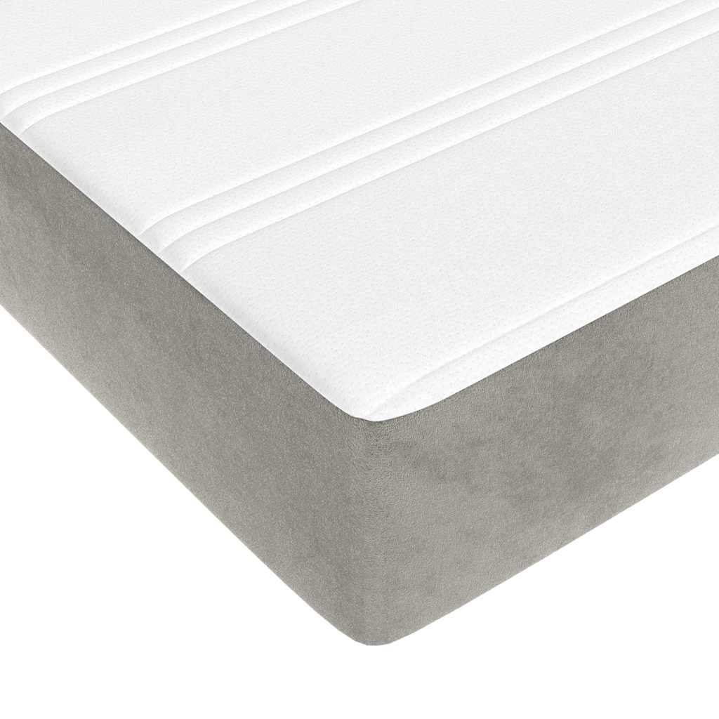 Colchão de molas ensacadas 160x210x20 cm veludo cinza-claro