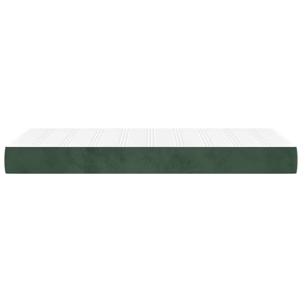 Colchão de molas ensacadas 90x220x20 cm veludo verde-escuro