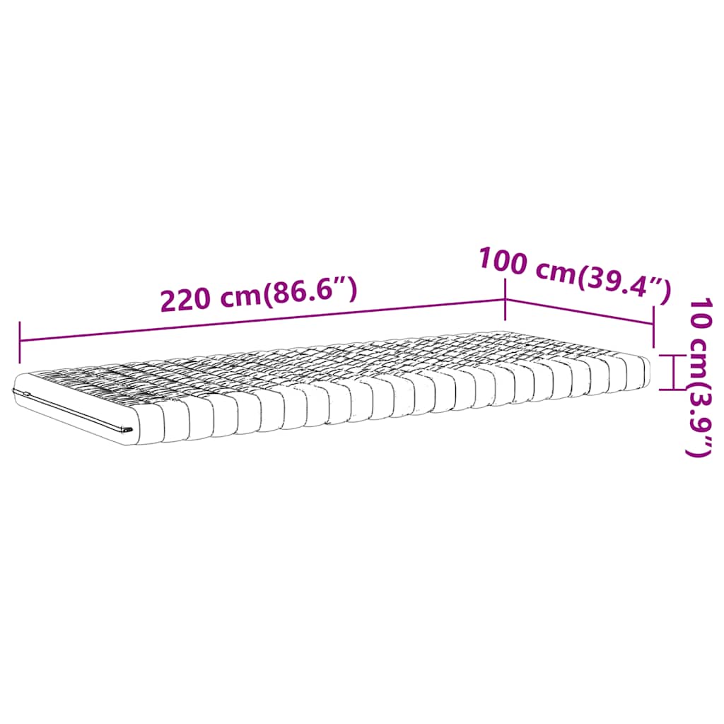 Colchão de espuma 100x220 cm 7 zonas dureza 20 ILD branco
