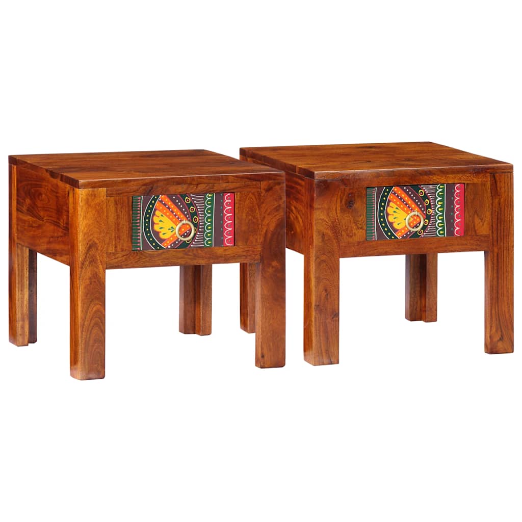 Mesa de cabeceira 2 pcs 40x40x36 cm madeira de acácia maciça