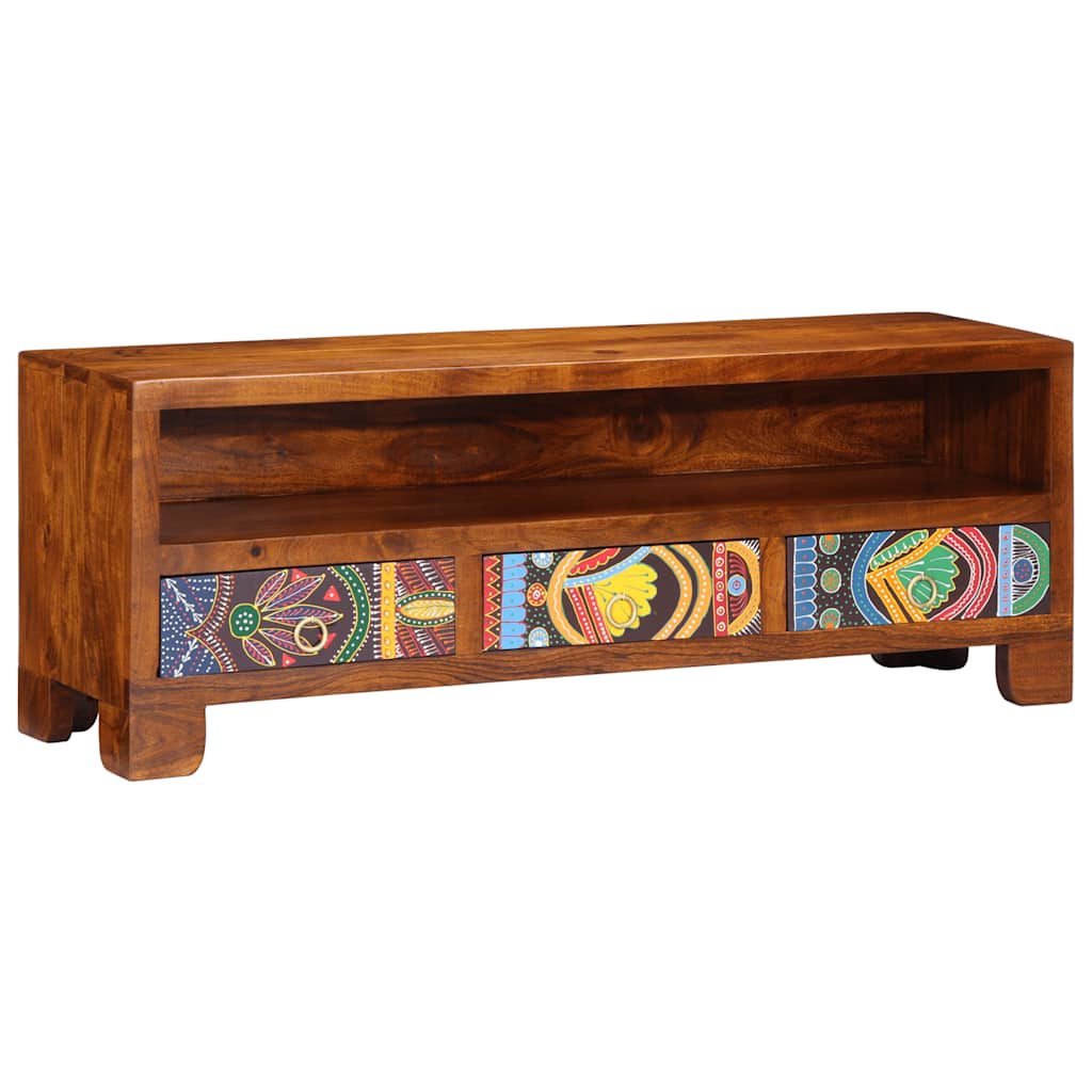 Móvel de TV multicor 110x30x40 cm madeira de acácia maciça