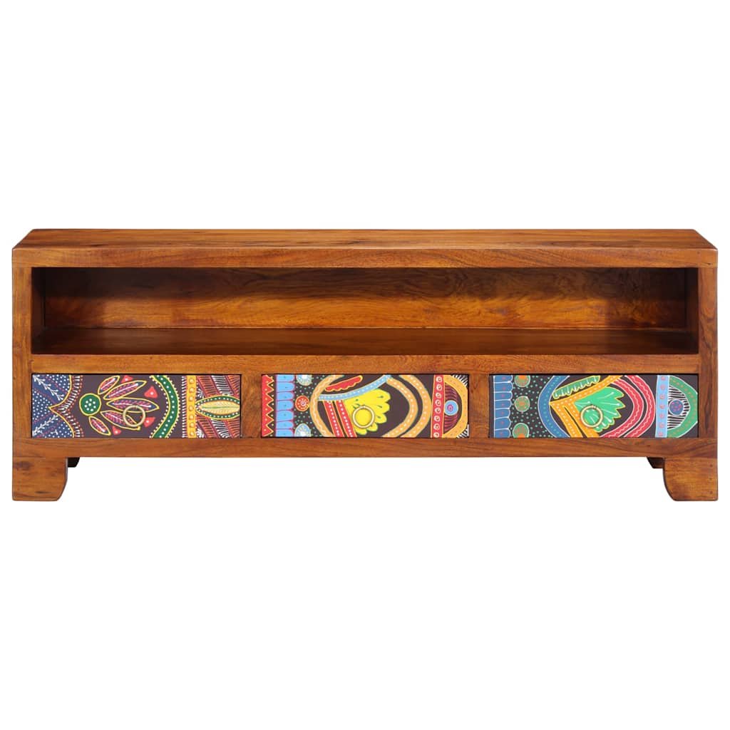 Móvel de TV multicor 110x30x40 cm madeira de acácia maciça