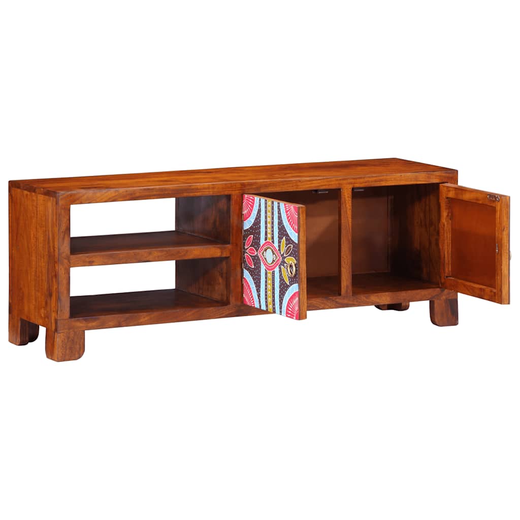 Móvel de TV multicor 110x30x40 cm madeira de acácia maciça