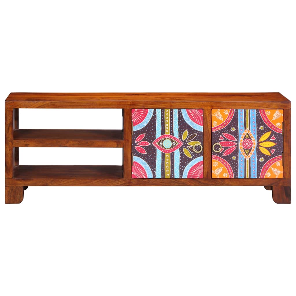 Móvel de TV multicor 110x30x40 cm madeira de acácia maciça