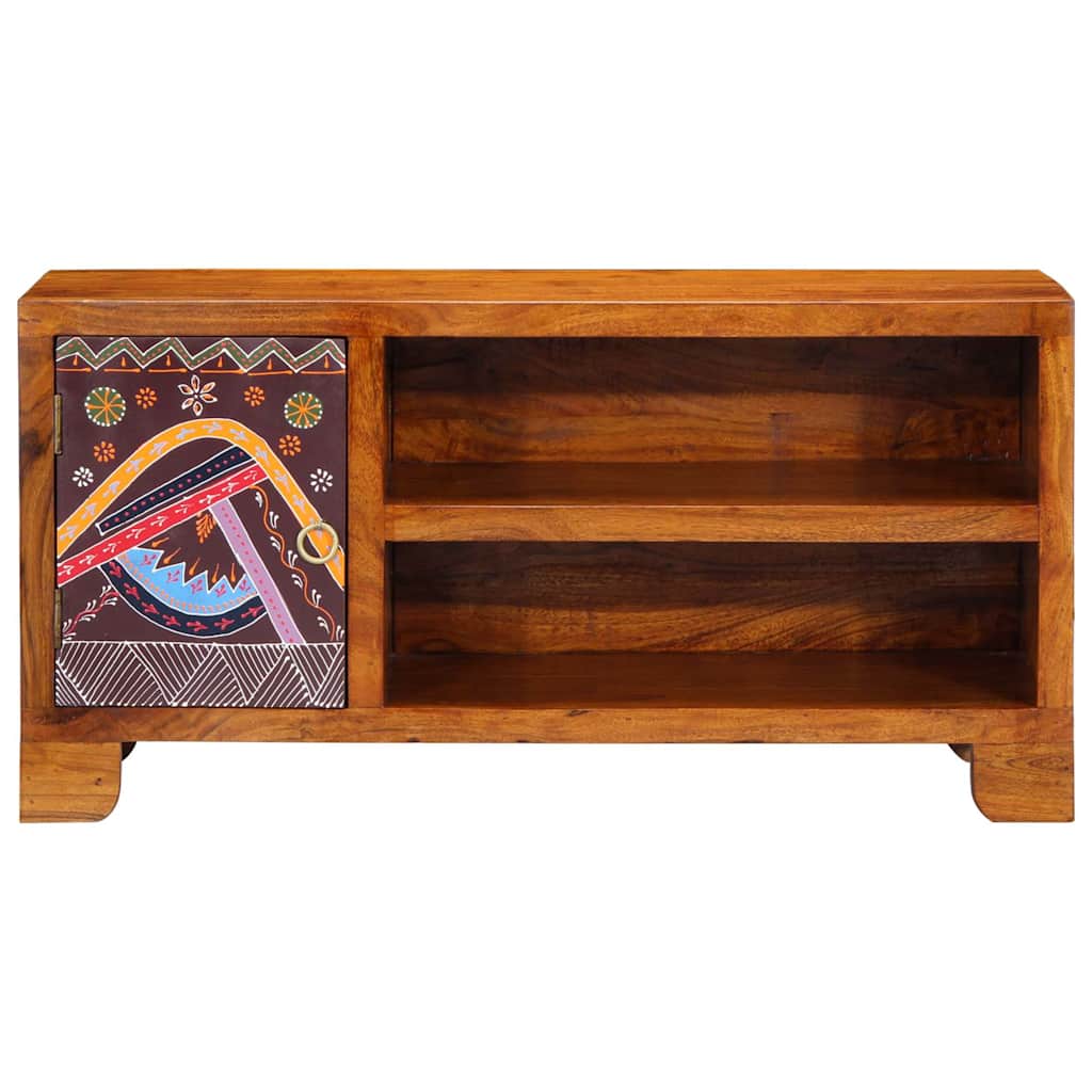 Móvel de TV multicor 90x30x45 cm madeira de acácia maciça