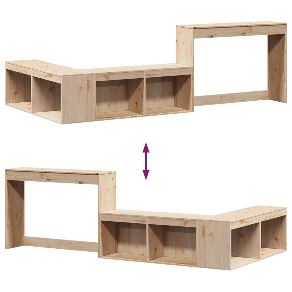 Mesa de cabeceira com secretária 232x122x75 cm madeira maciça de pinho