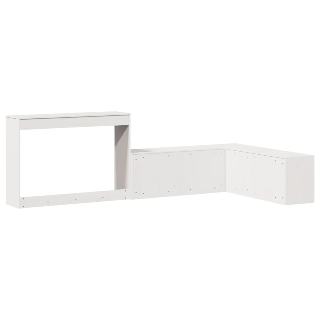 Mesa de cabeceira com secretária branca 232x122x75 cm madeira maciça pinho