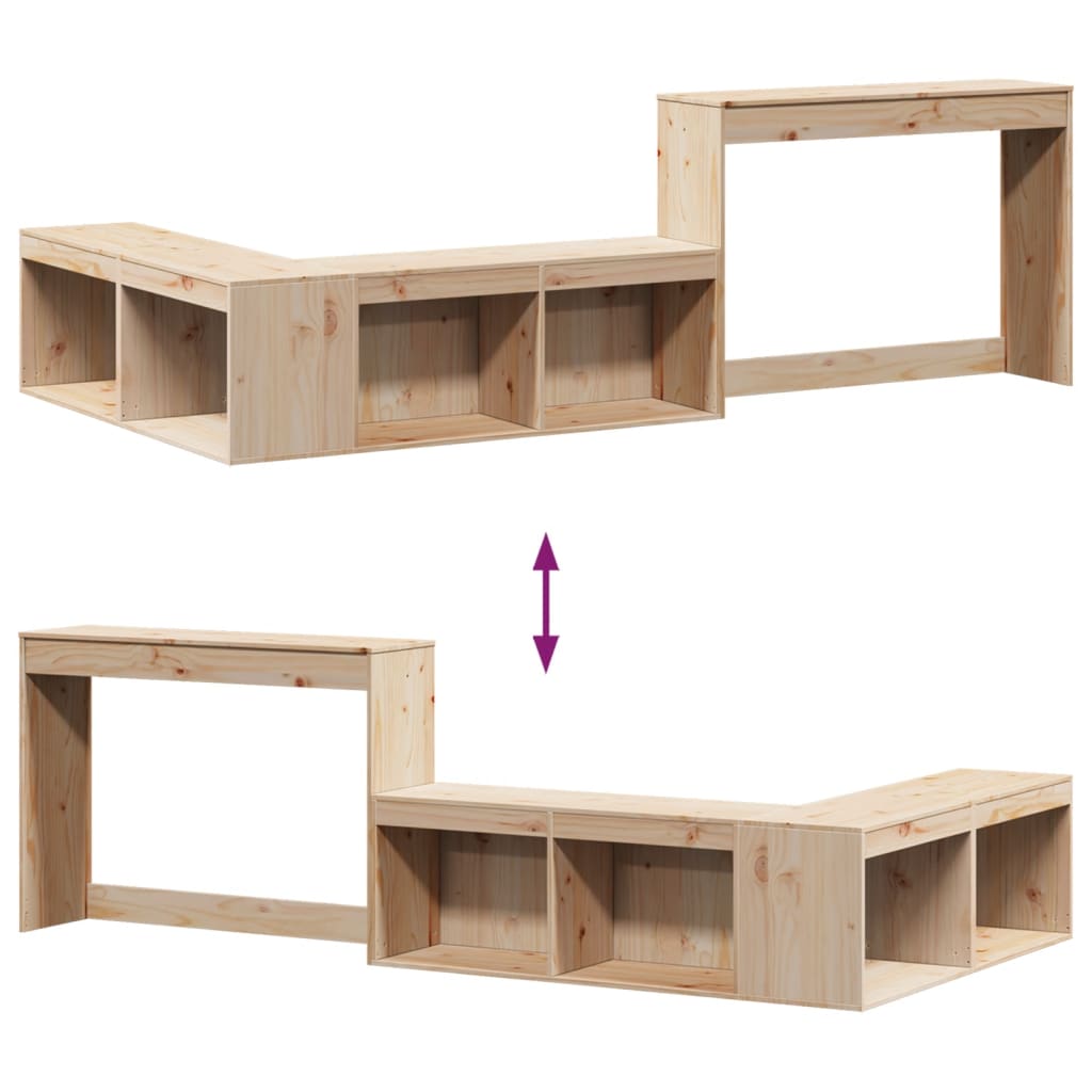 Mesa de cabeceira com secretária 232x112x75 cm pinho maciço