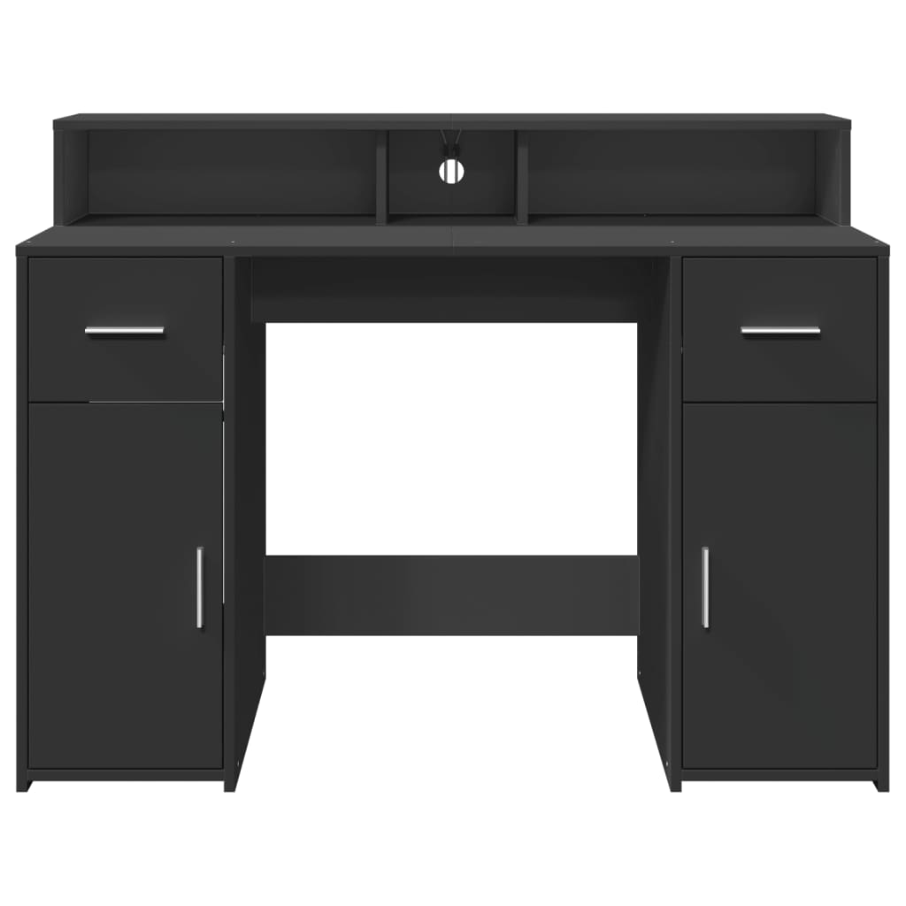 Secretária c/ luzes LED 120x55x91 cm derivados de madeira preto