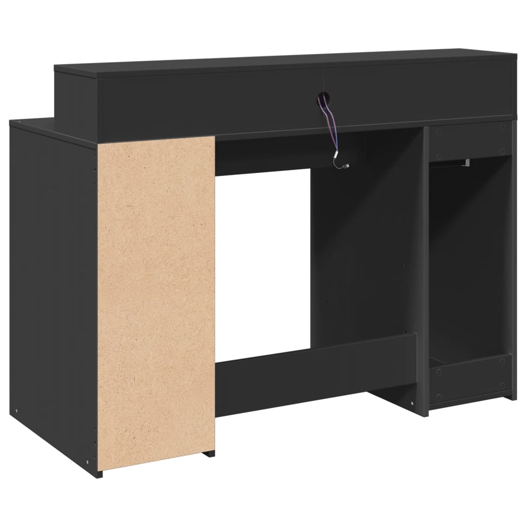 Secretária c/ luzes LED 120x55x91 cm derivados de madeira preto