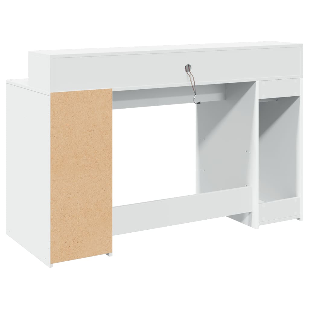 Secretária c/ luzes LED 140x55x91 cm derivados madeira branco