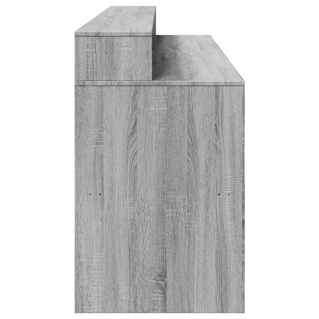 Secretária luzes LED 200x55x91cm deriv. madeira cinzento sonoma