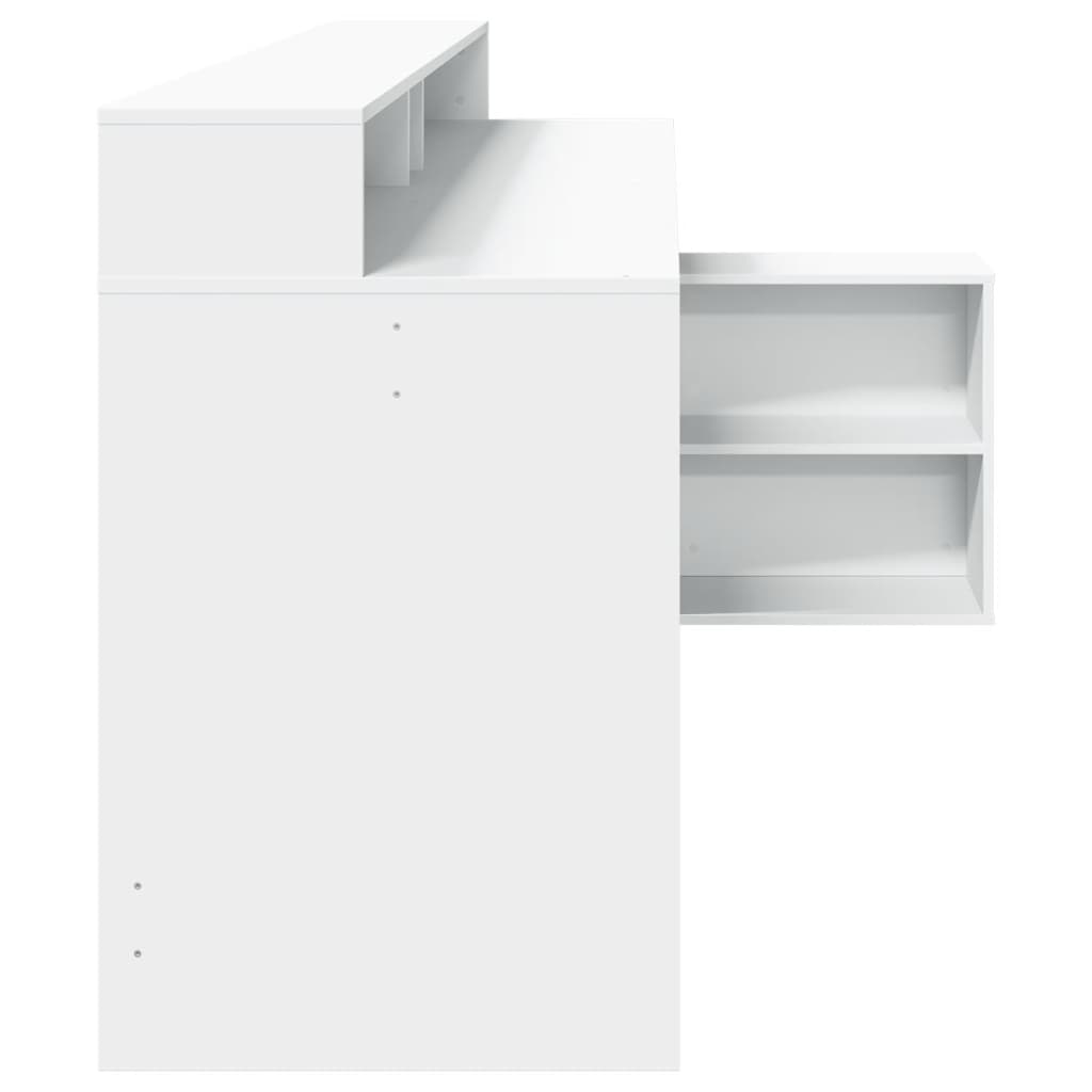 Secretária c/ luzes LED 200x104x91 cm derivados madeira branco