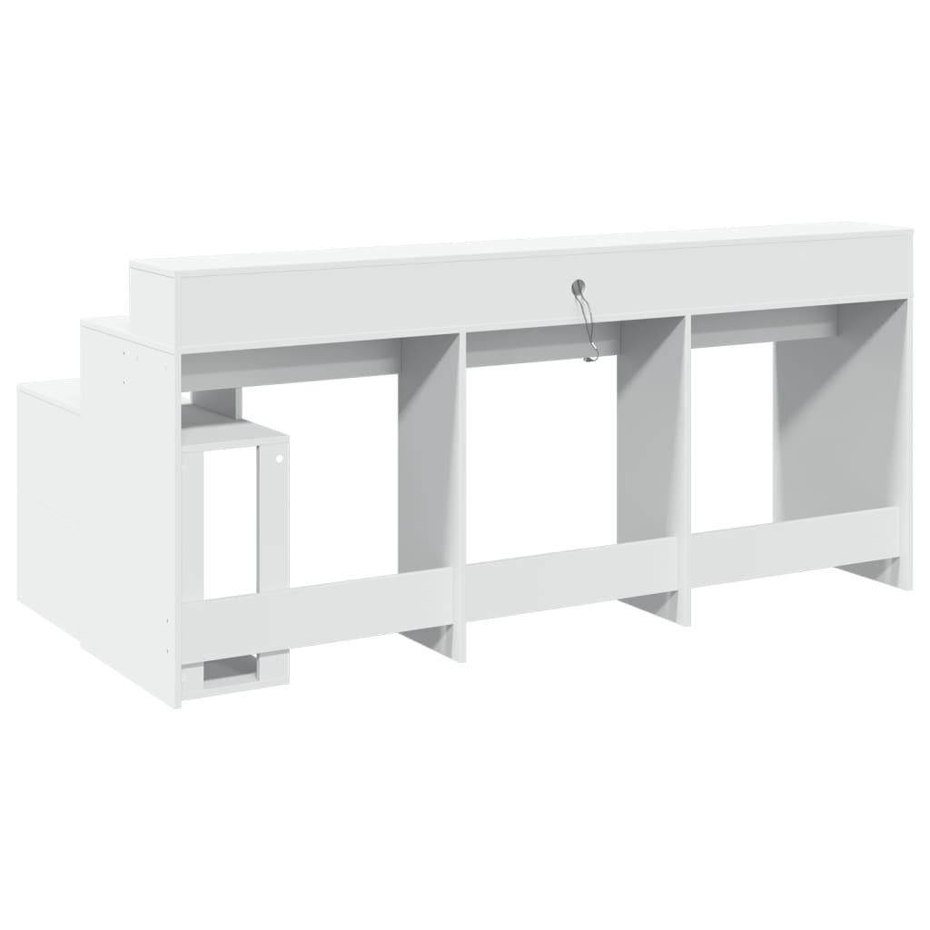 Secretária c/ luzes LED 200x104x91 cm derivados madeira branco