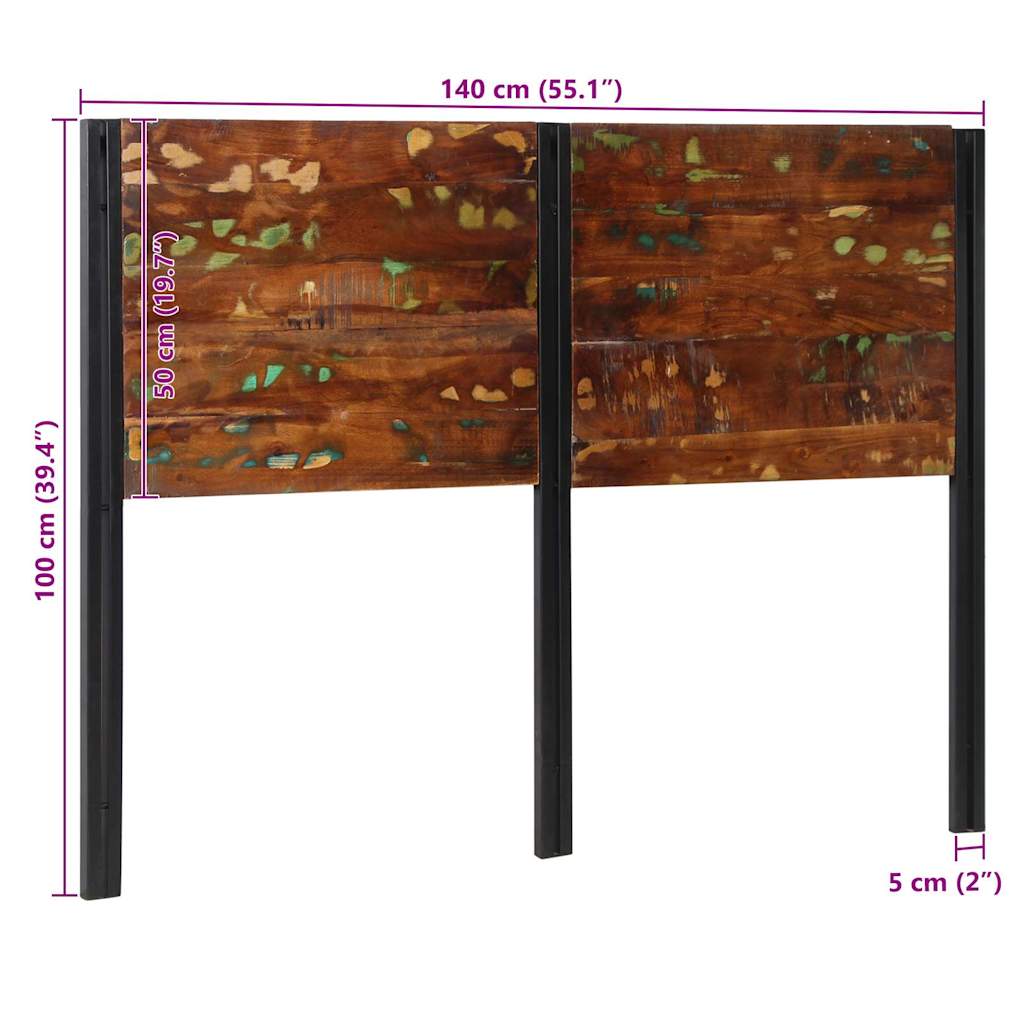 Cabeceira de cama 140 cm madeira recuperada maciça/ferro