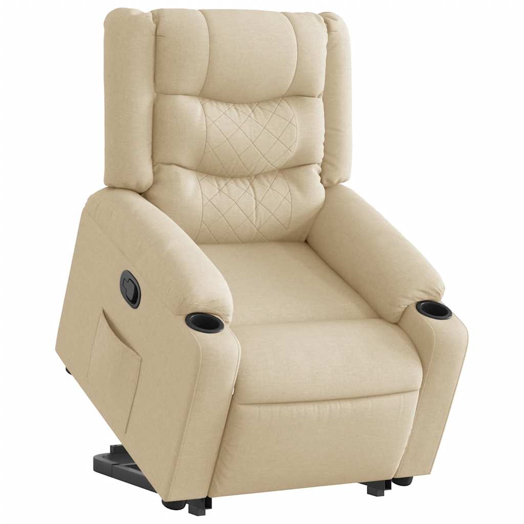 Poltrona reclinável elevatória tecido cor creme