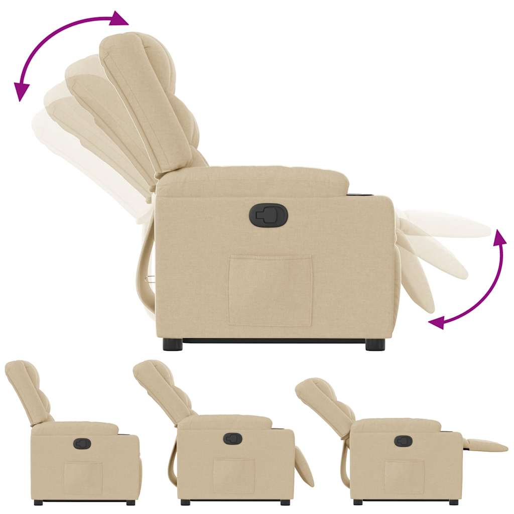 Poltrona reclinável elevatória tecido cor creme