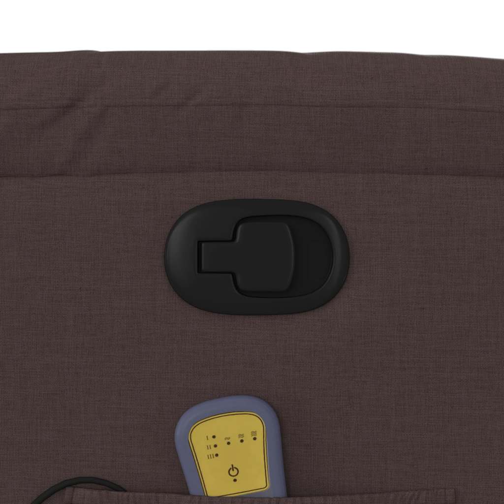 Poltrona massagens reclinável elevatória tecido castanho-escuro