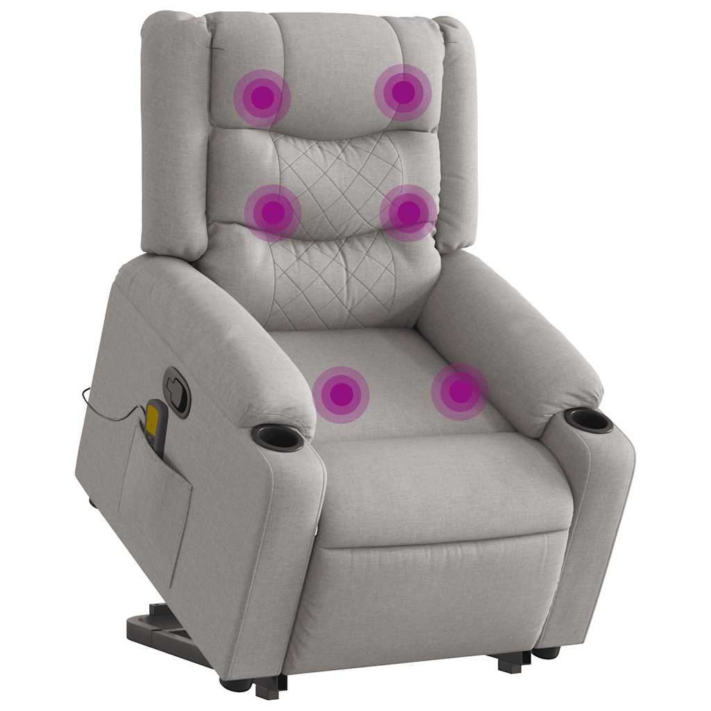 Poltrona elevatória de massagens tecido cinzento-nublado