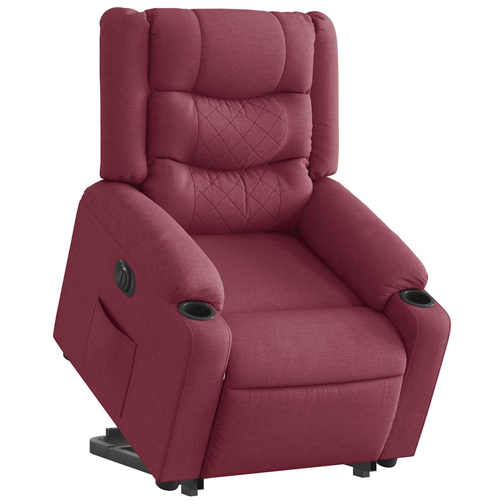 Poltrona reclinável elevatória elétrica tecido vermelho-tinto