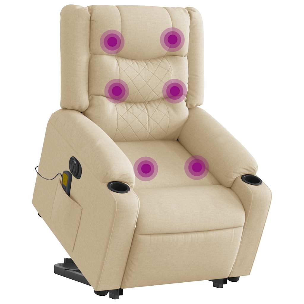 Poltrona elétrica elevatória massagens tecido creme