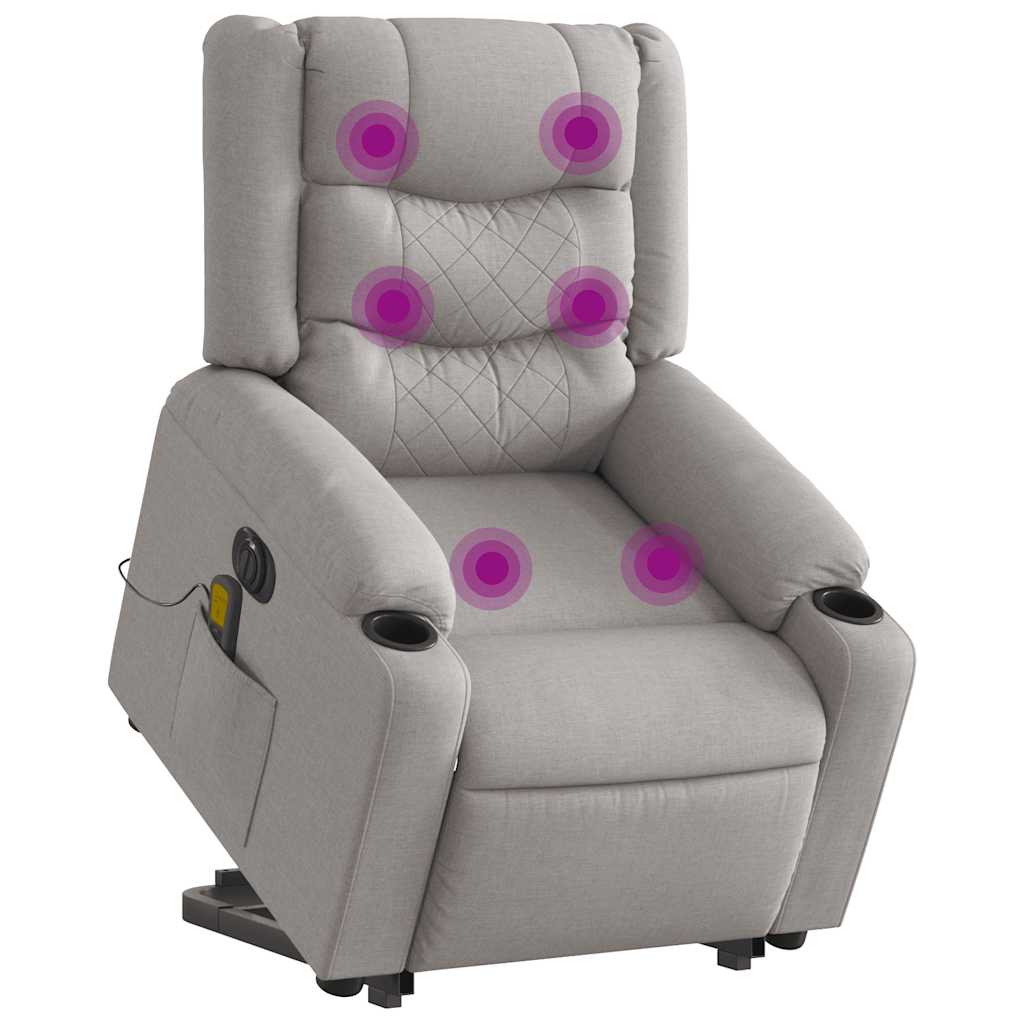 Poltrona elétrica elevatória massagens tecido cinzento-nublado