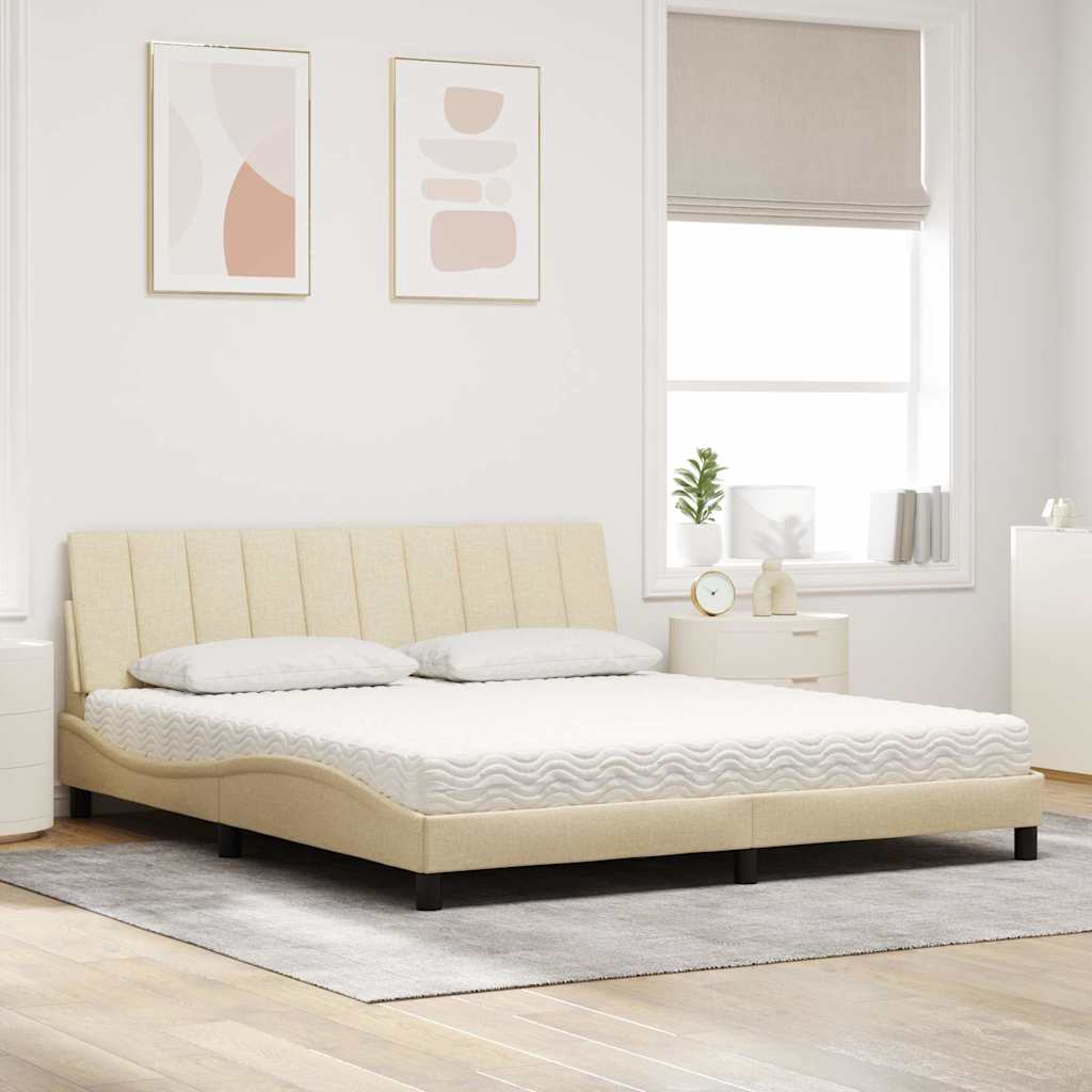 Cama com colchão Hanko 180x200 cm tecido cor creme