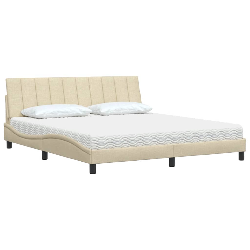 Cama com colchão Hanko 180x200 cm tecido cor creme