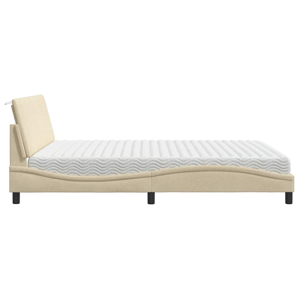 Cama com colchão Hanko 180x200 cm tecido cor creme