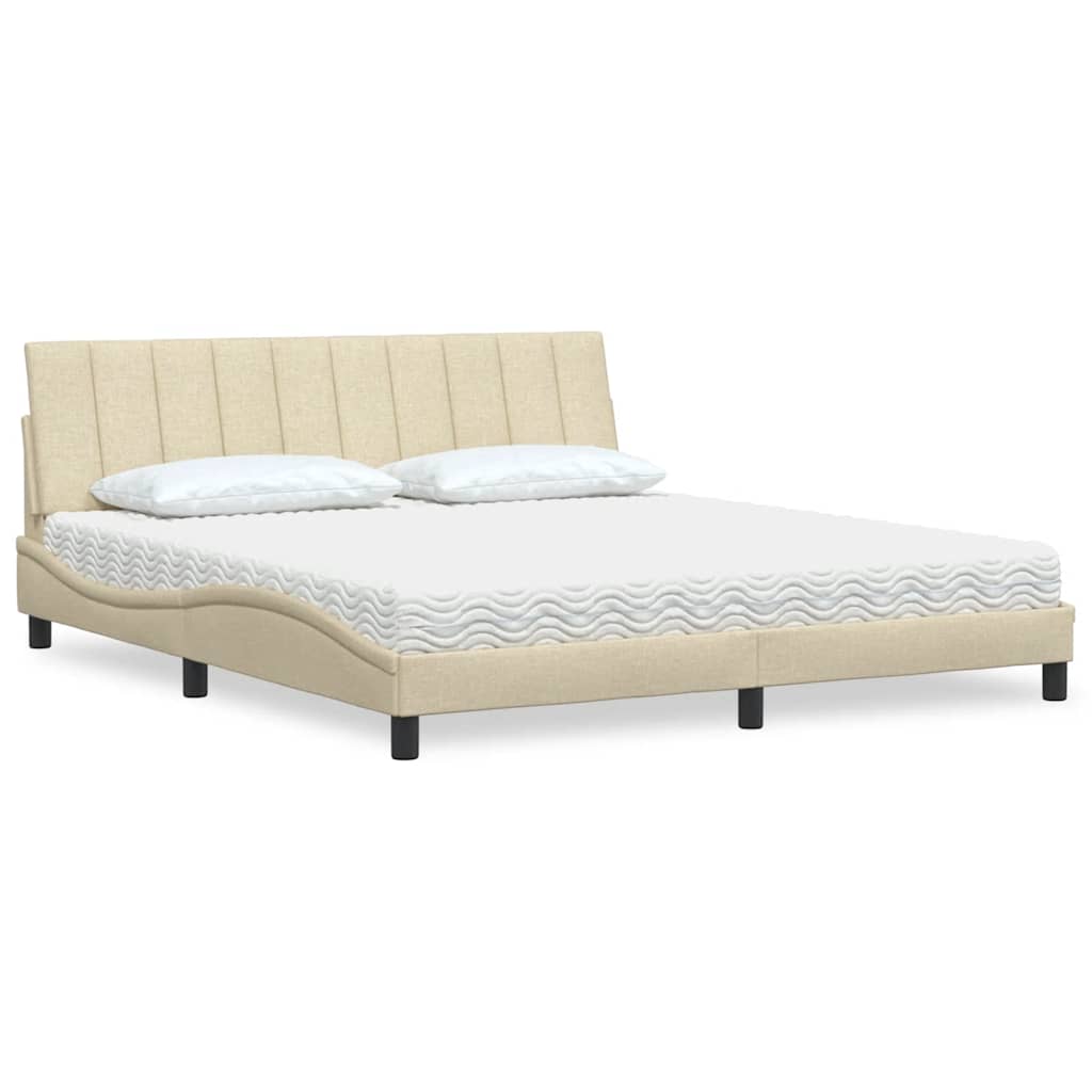 Cama com colchão Hanko 180x200 cm tecido cor creme