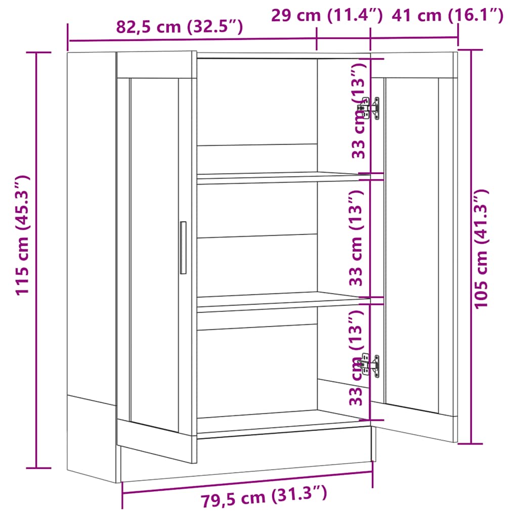 Estante 82,5x30,5x115 cm derivados de madeira madeira velha