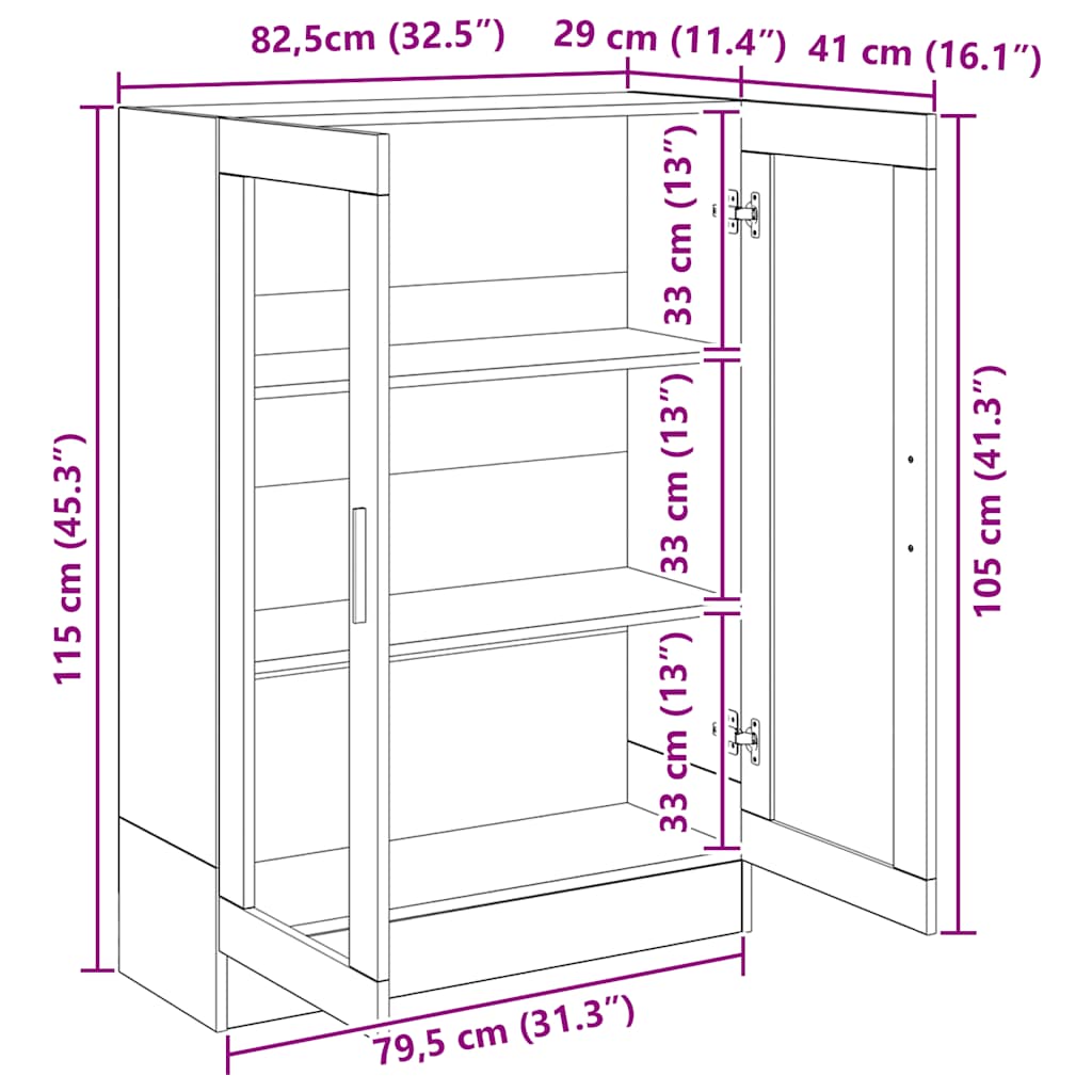Estante 82,5x30,5x115cm derivados de madeira carvalho artisiano