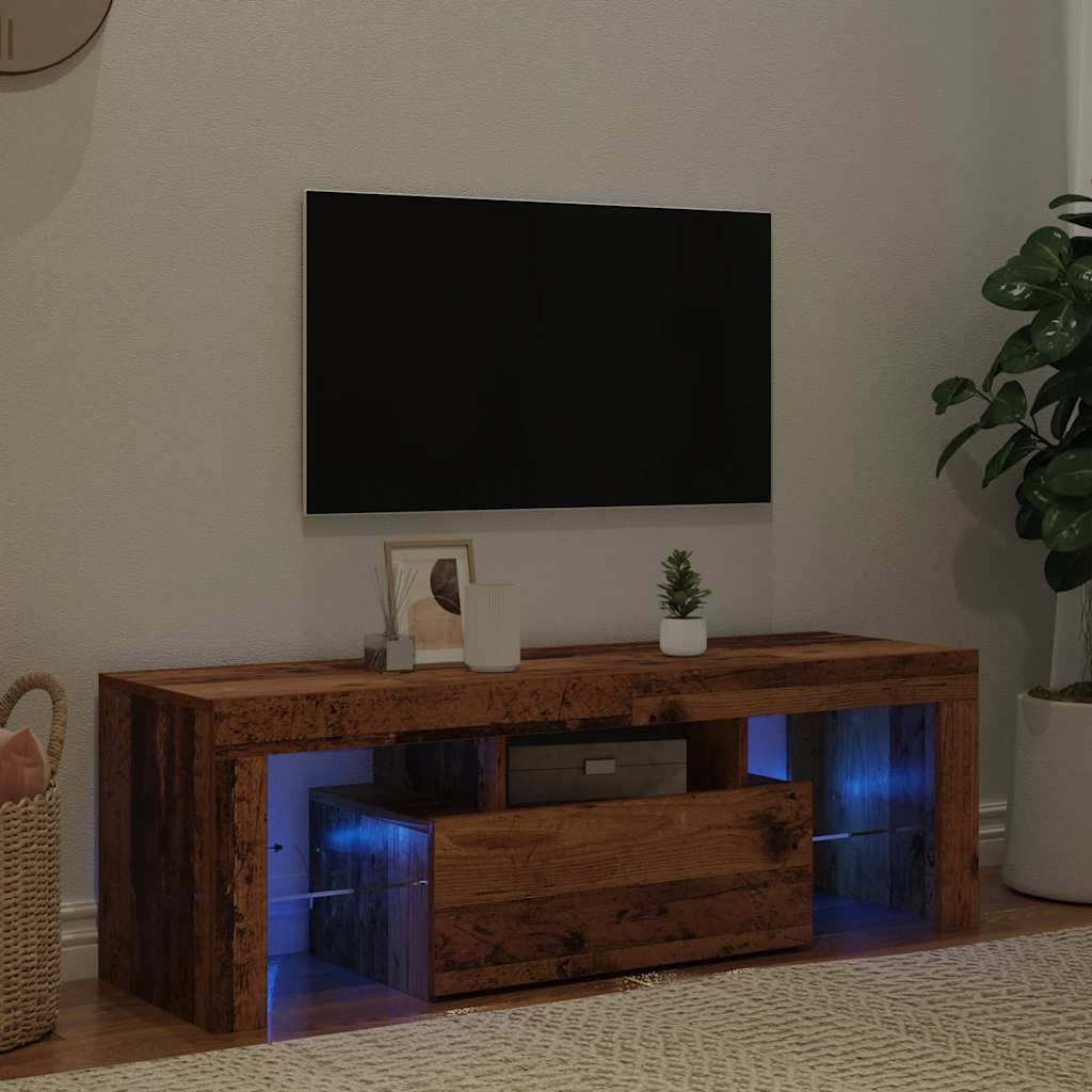 Móvel de TV com luzes LED derivados de madeira madeira velha