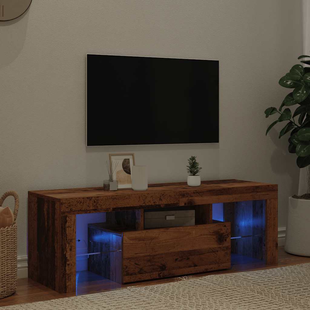 Móvel de TV com luzes LED derivados de madeira madeira velha