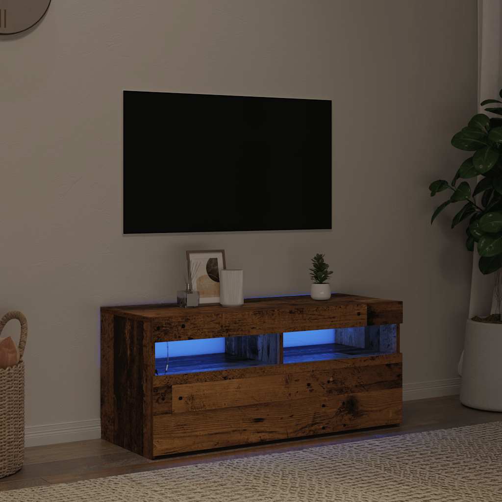 Móvel de TV com luzes LED derivados de madeira madeira velha