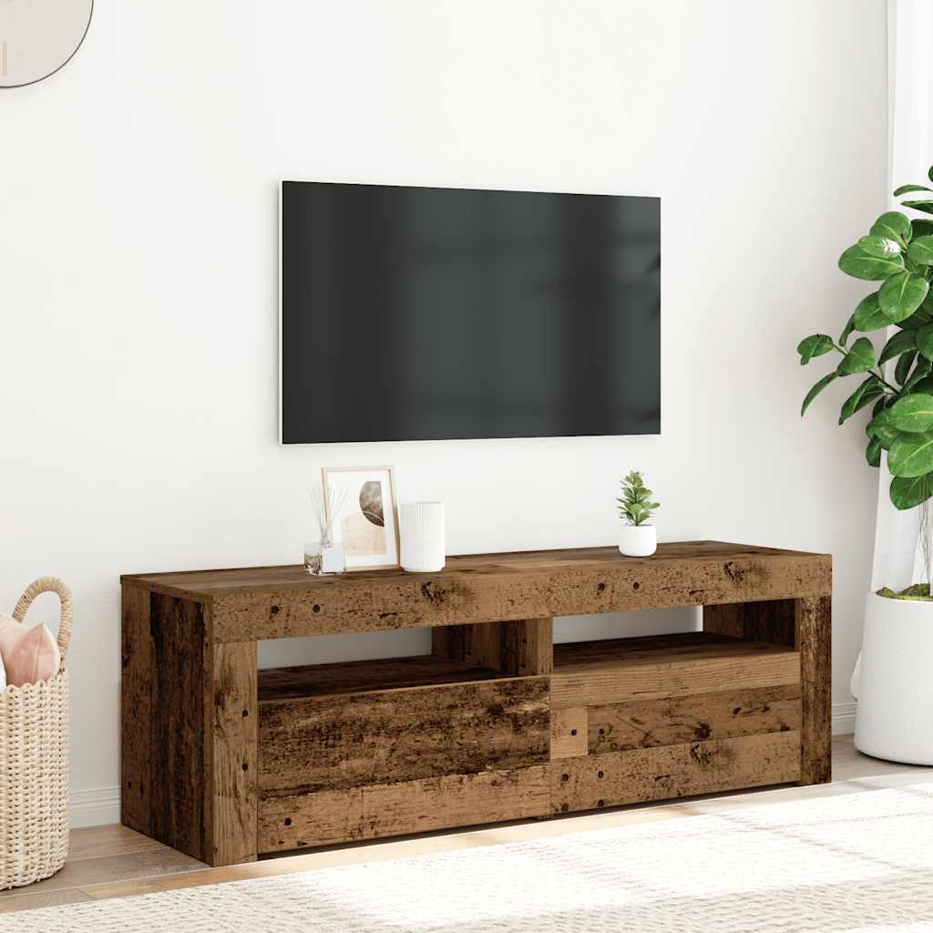 Móvel de TV com luzes LED derivados de madeira madeira velha