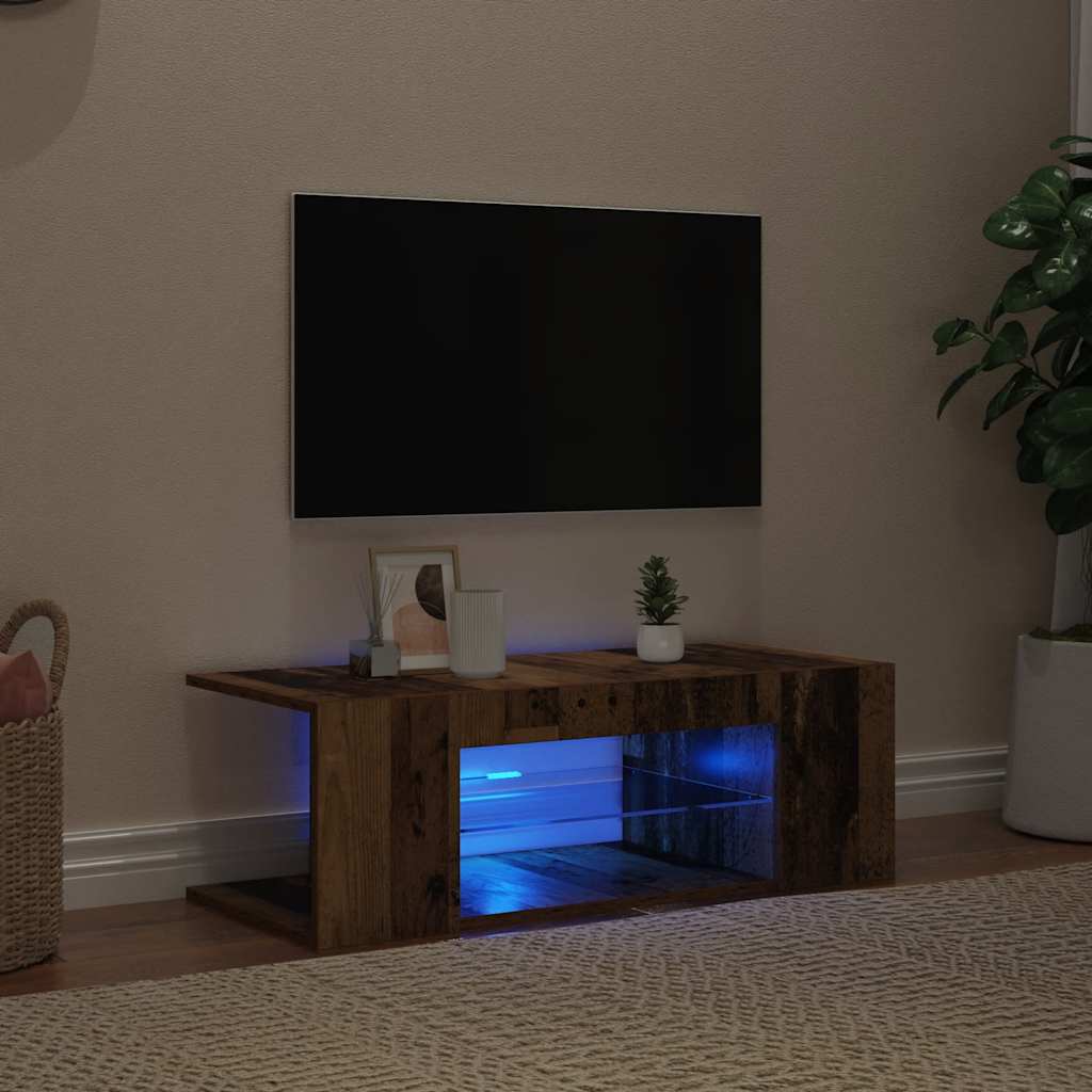 Móvel de TV com luzes LED derivados de madeira madeira velha
