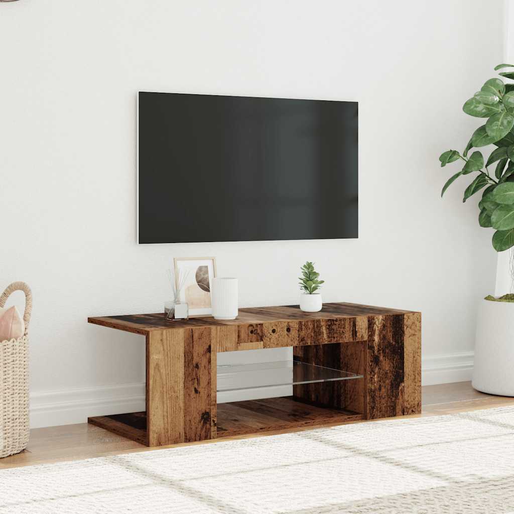 Móvel de TV com luzes LED derivados de madeira madeira velha