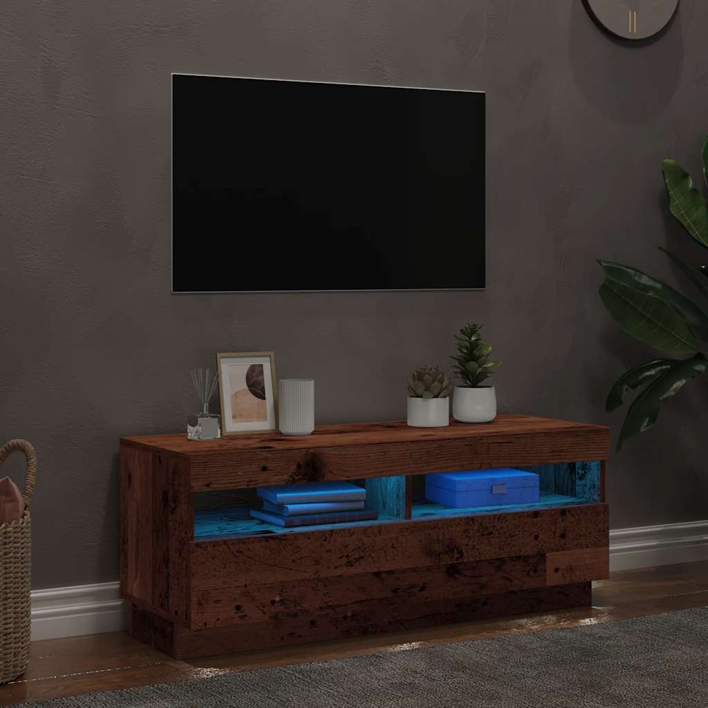 Móvel de TV com luzes LED derivados de madeira madeira velha