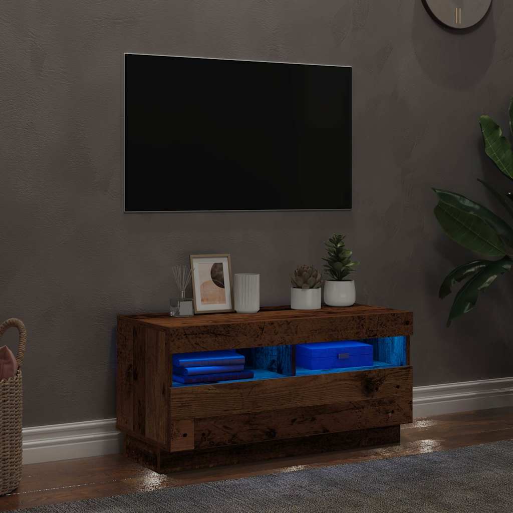 Móvel de TV com luzes LED derivados de madeira madeira velha
